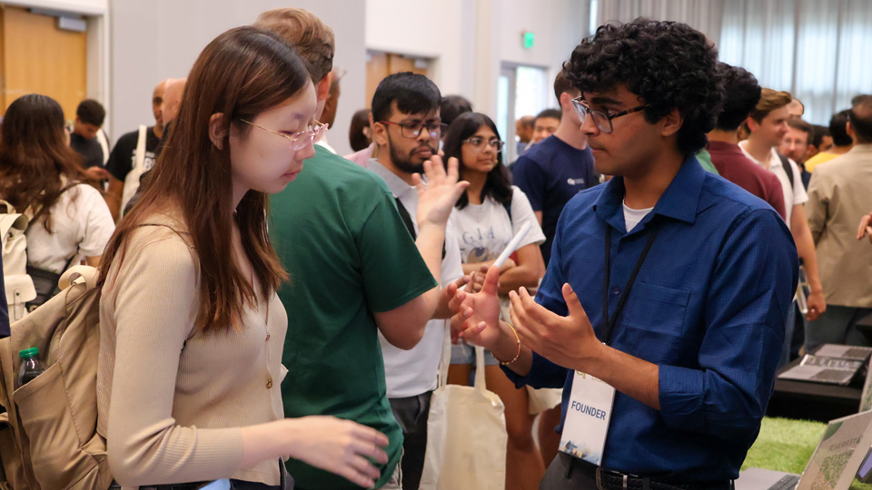 Two students having a discussion